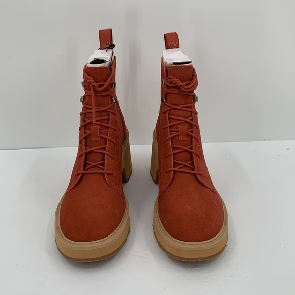 Sorel Hi-line lug boots suede leather waterproof chunky platform shoe red new 9 - Picture 2 of 6
